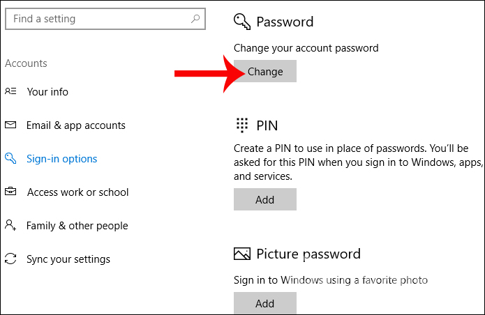 Nút change the password